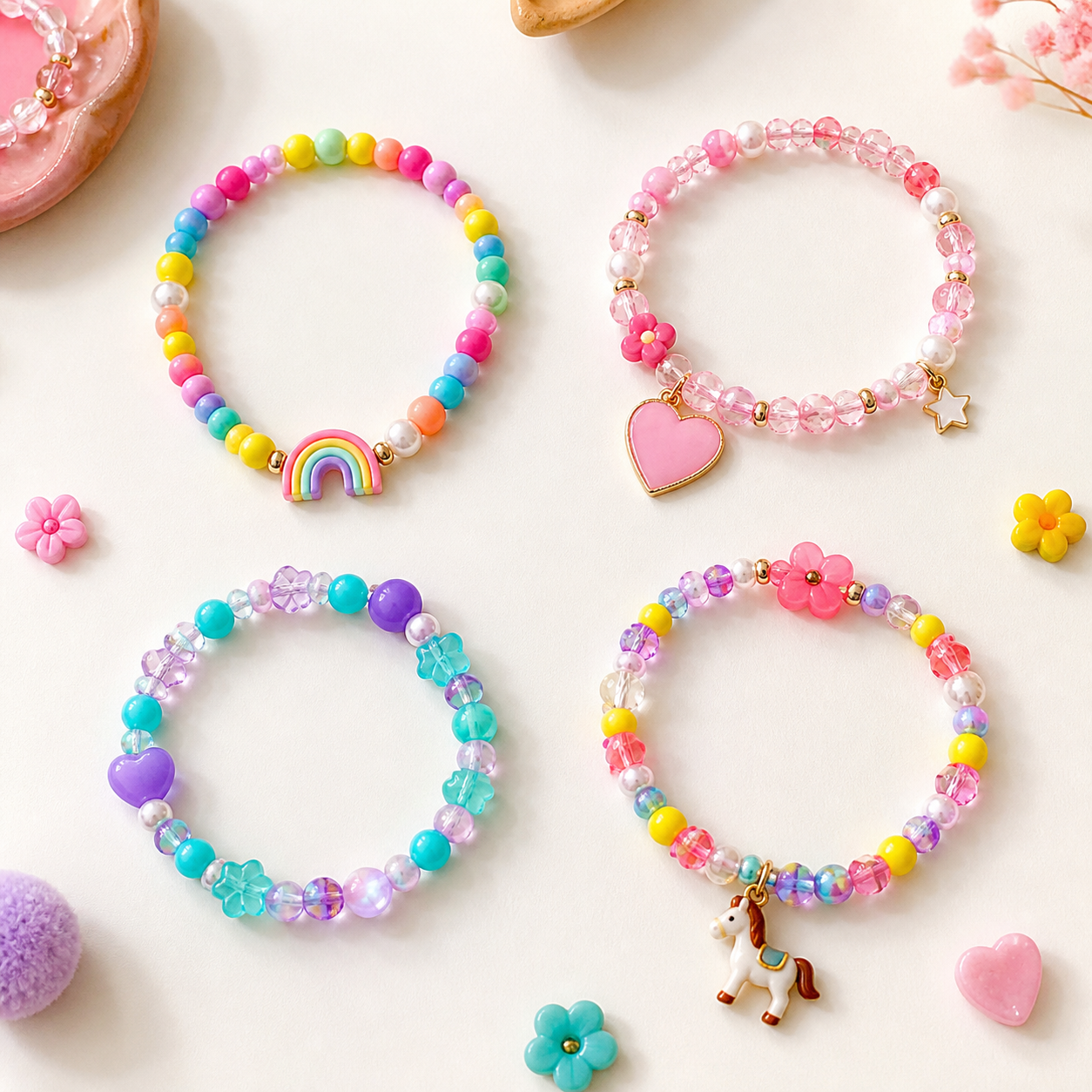 Kleurrijke handgemaakte armbandjes
